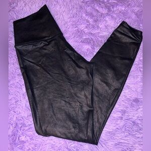 Colorfulkoala Ankle Leggings Stretch Elastic Waist Black Solid Women M